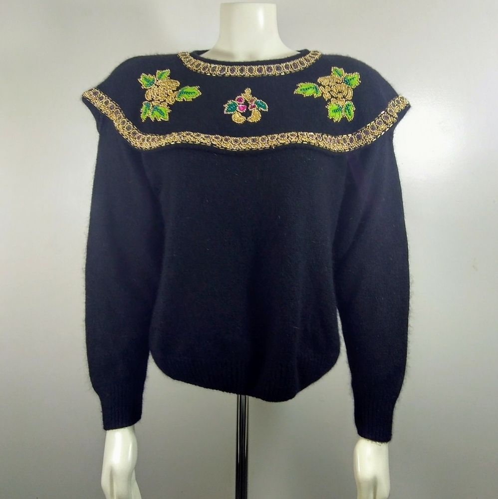 Marnie West Black Embroidered Sweater